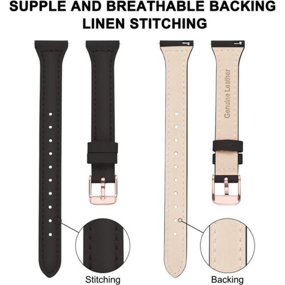 Christmas Gift Quick Release Leather Watch Bands for Women Ladies Watch Black main image 5
